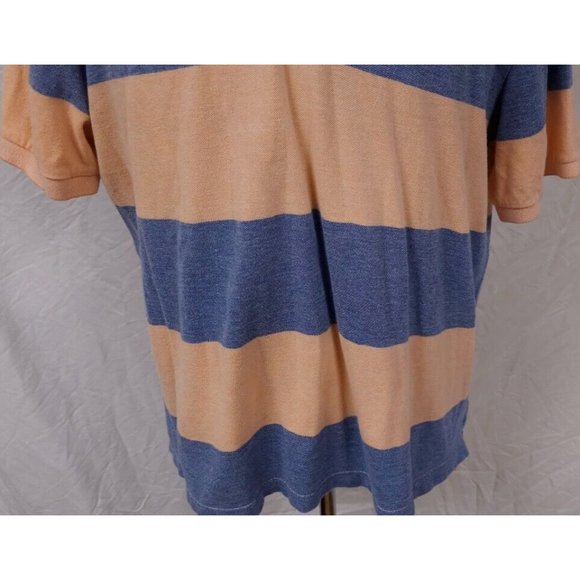 Chaps Natural Stretch Mens XL orange Blue Striped Short Sleeve Logo Polo Shirt - Picture 5 of 12